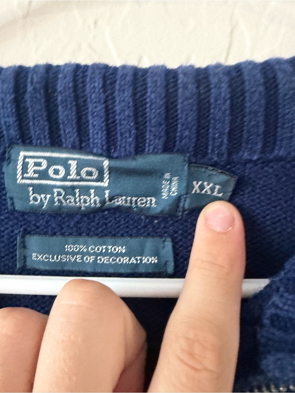 Polo knit by Ralph Lauren Men's Navy Quarter-Zip Sweater size XXL fits XL - Picture 3 of 4
